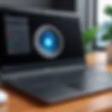 A laptop with an open camera app
