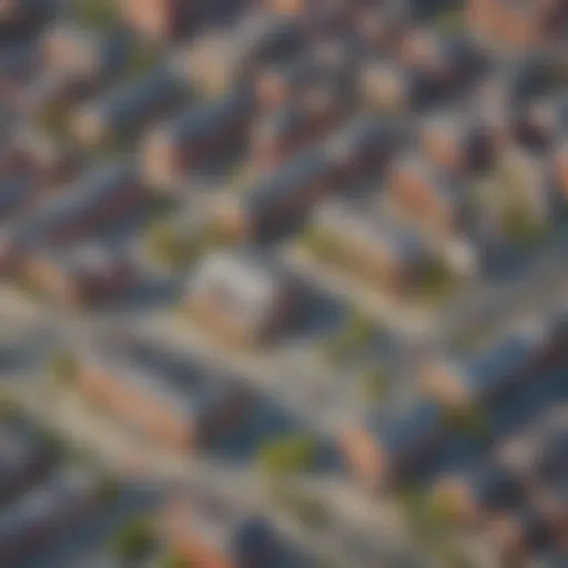 Aerial view of a bustling town in a town-building game