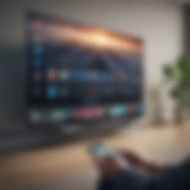 Smart TV Control Integration Illustration showing Android phone controlling a smart TV through an app