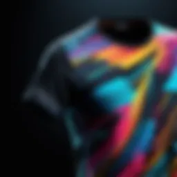 A close-up view of an animated t-shirt showcasing vibrant graphics in motion.