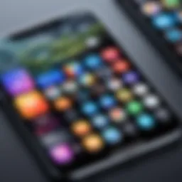 Illustration depicting navigating the App Store on iPhone