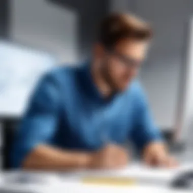 Architect Engaged in CAD Design An architect utilizing CAD tools for a building design project.