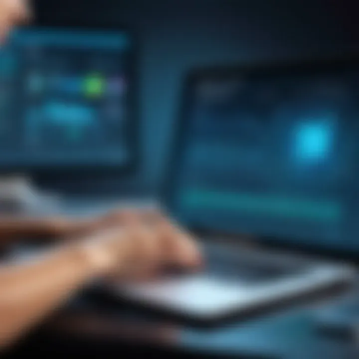 An individual using a focus-enhancing app on a laptop