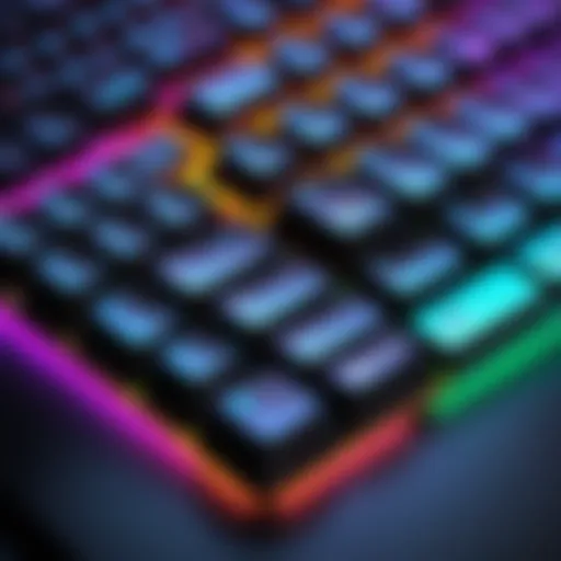 A sleek mechanical keyboard showcasing vibrant RGB lighting