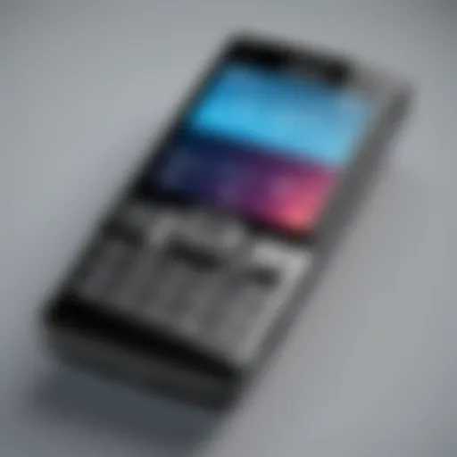 A close-up of a budget flip phone showcasing its sleek design and keypad.