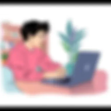 A user interacting with a budget laptop in a casual setting