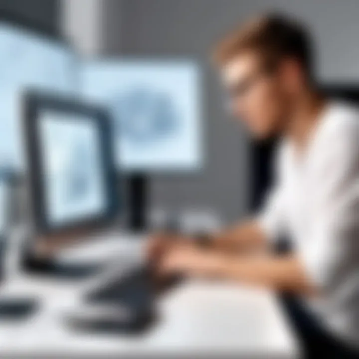 An artist at work creating illustrations on a computer
