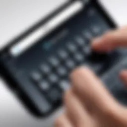 User engaging with iPhone keyboard