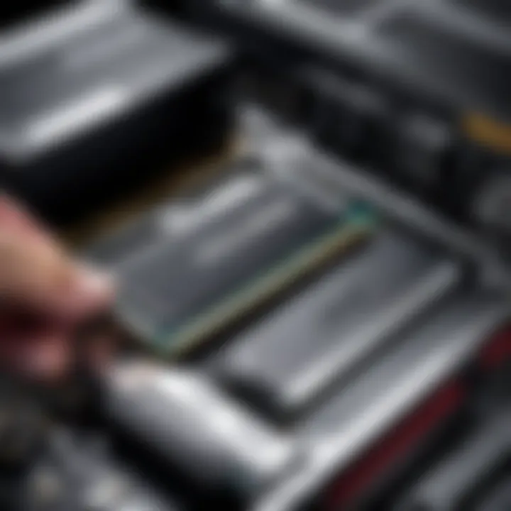Illustration of RAM installation in an ASUS computer