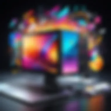 Creative Fusion of Images and Music in Video Editing A vibrant collage of pictures and music notes representing video creation