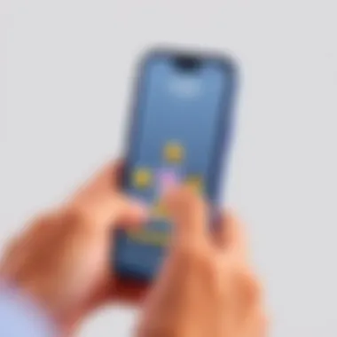 Customization Interface for Emojis on iPhone User customizing emojis with an app interface on their iPhone.