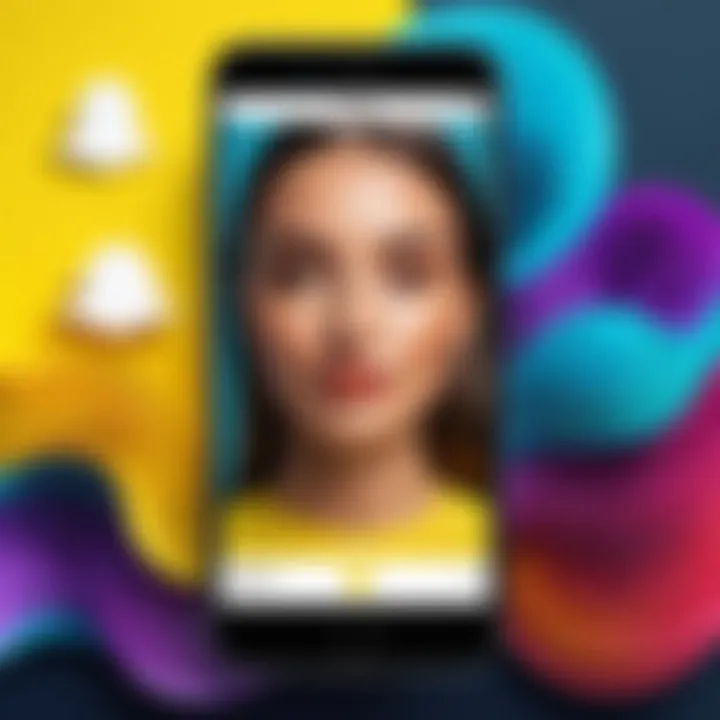 Display of a vibrant custom Snapchat filter in action