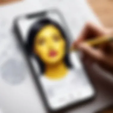 Innovative Ideas for Snapchat Filter Design A designer sketching ideas for Snapchat filter concepts