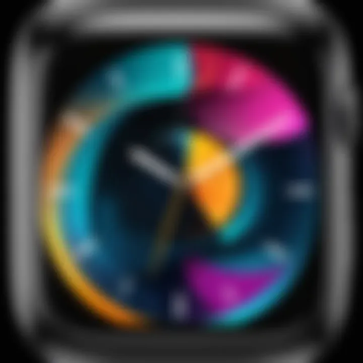 Artistic watch face design displaying abstract art