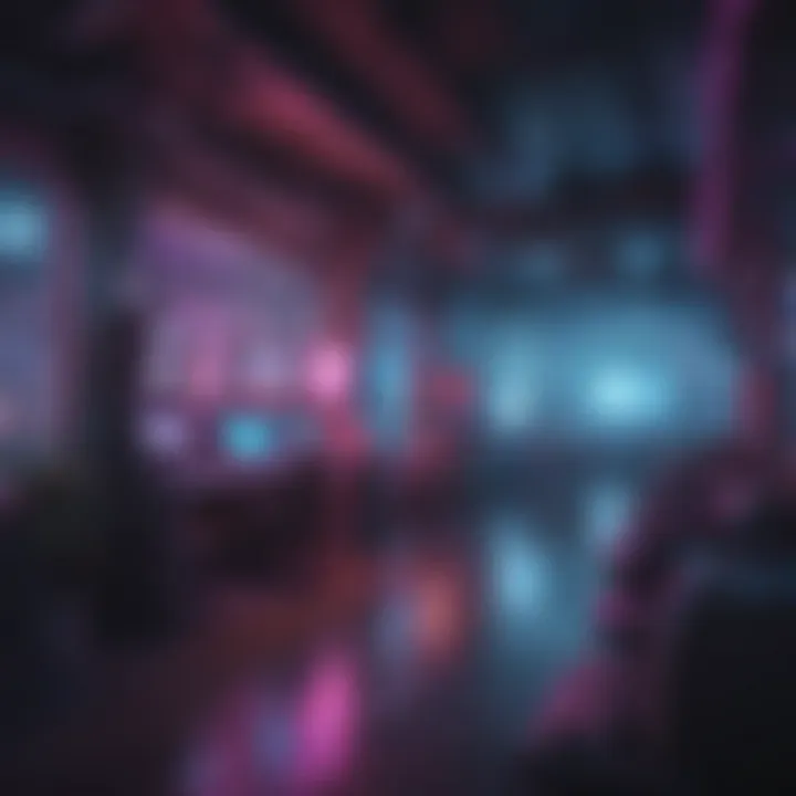 Cyberpunk themed game environment with neon lights
