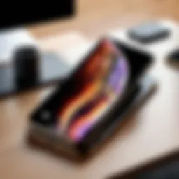 Elegant designer iPhone XS Max case displayed on a minimalist desk