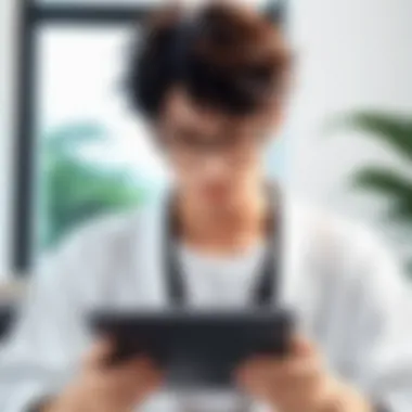A reader enjoying manga on a tablet