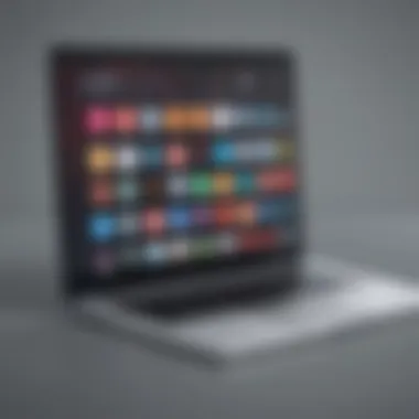 Music Streaming Services Options A laptop displaying a variety of music streaming services logos