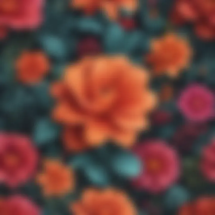 Vibrant floral wallpaper with a modern twist