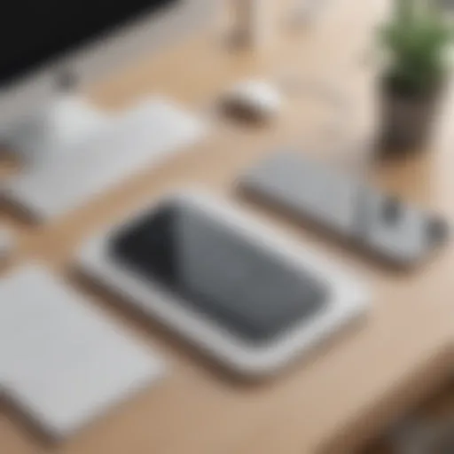 Covered iPhone on a sleek modern desk