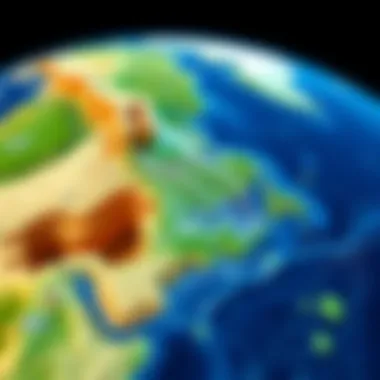 Detailed view of geographical data representation on a satellite map
