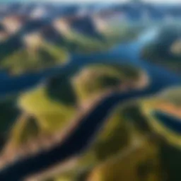 A detailed view of a geographical landscape on Google Earth