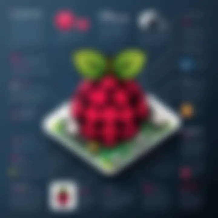 A detailed infographic highlighting unique projects suitable for each Raspberry Pi alternative