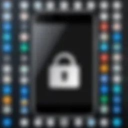 A smartphone screen displaying a photo vault application with a lock icon