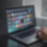 Illustration of laptop screen showing app store interface