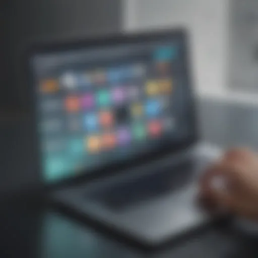 Illustration of laptop screen showing app store interface