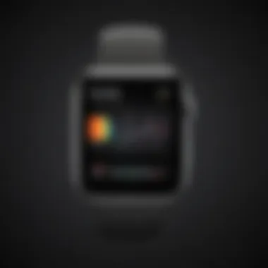 Colorful fitness tracking app display on Apple Watch screen