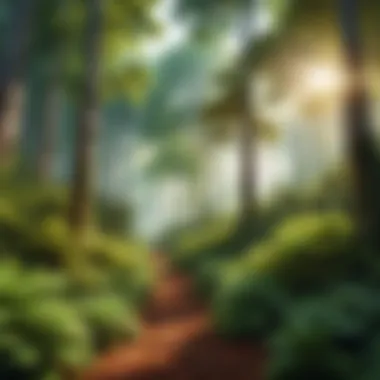 Diversity of Tree Species in a Forest A lush forest showcasing diverse tree species