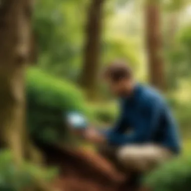 Engagement with Shrub Identification Technology A user interacting with a shrub identification application