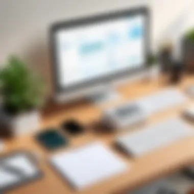 An Organized Workspace for Productivity A desk organized with stationery and a digital device