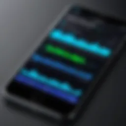 Visual representation of bass frequencies on a smartphone display