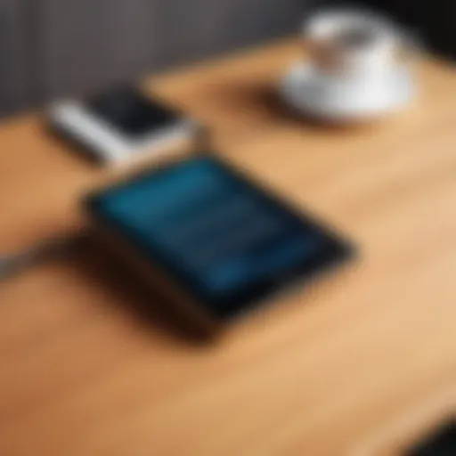 Sleek and modern EPUB reader device on a wooden table