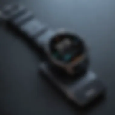 Modern smart watch next to Galaxy phone