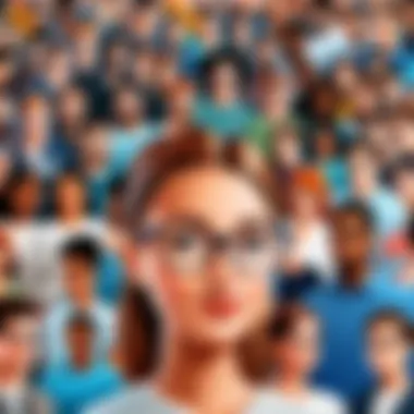Diverse User Engagement with New Social Media Platforms A diverse group of users engaging with new platforms on their devices
