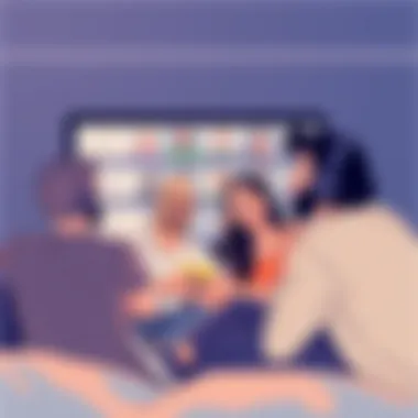 Group of friends enjoying a virtual movie night