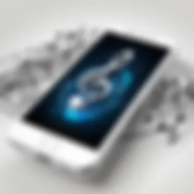 Digital Harmony Musical notes emerging from a smartphone