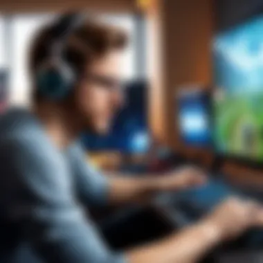Engagement in Free-to-Play Games A gamer immersed in playing a popular free-to-play title