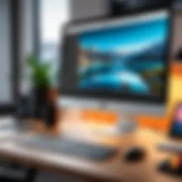 A creative workspace showcasing free photo editing software on a PC screen.