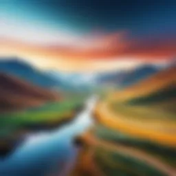 An artistic representation of a blurred landscape photograph taken with an iPhone.