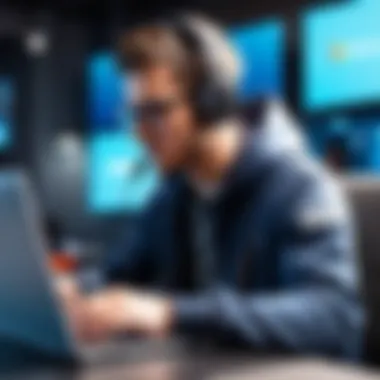 A gamer immersed in gameplay on a Chromebook