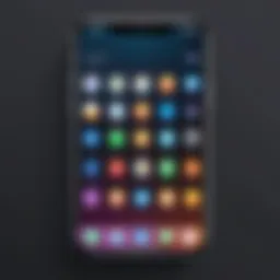 A sleek iOS launcher interface showcasing customizable widgets and icons.