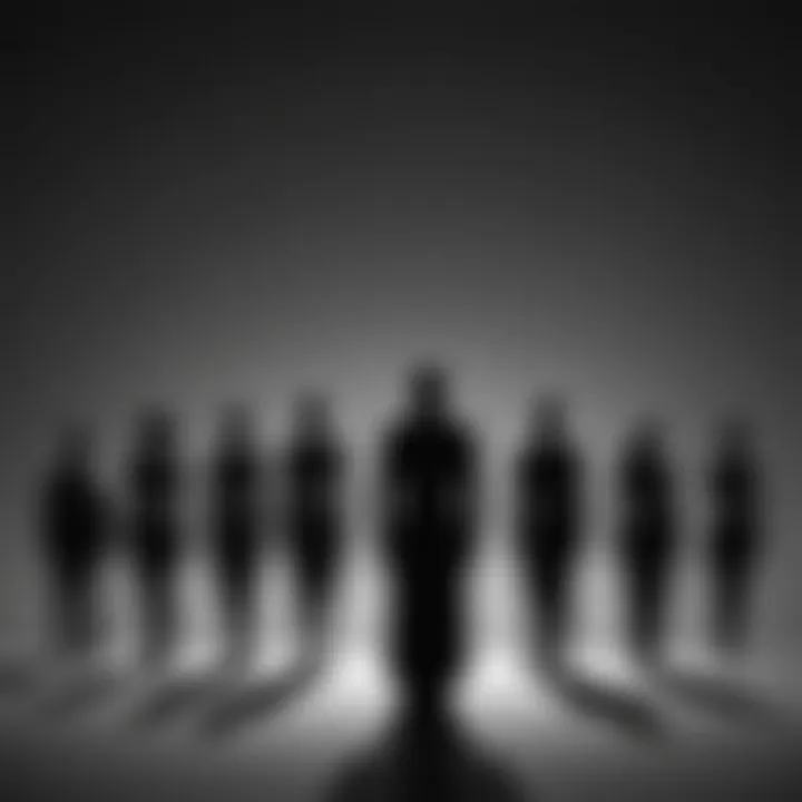 Hidden figures in a shadowy silhouette