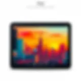A vibrant iPad showcasing a digital drawing of a cityscape