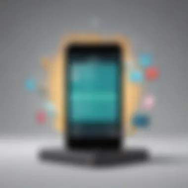 Illustration of a futuristic smartphone displaying a payday app linked with Chime Bank