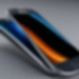 Close-up view of a bent Samsung phone showing the curvature
