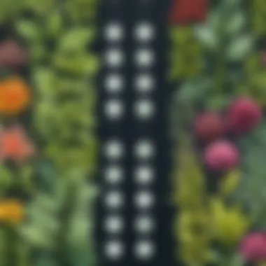 A close-up of various plant species alongside their identification labels generated by an app.